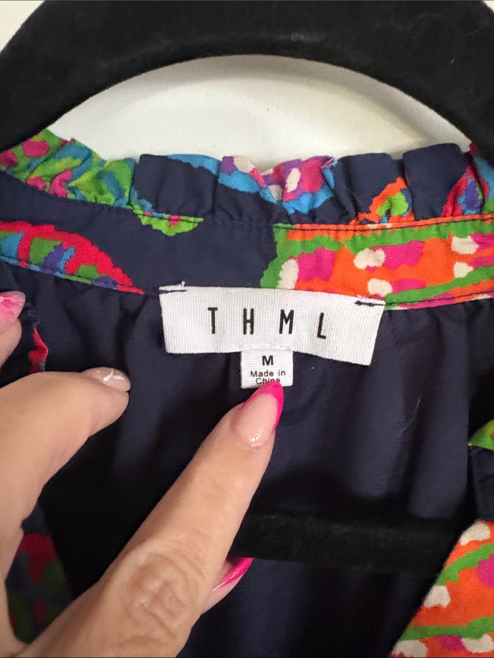 THML Navy Shell-Print Mini Dress with Bright Multicolor Accents - Picture 2 of 3